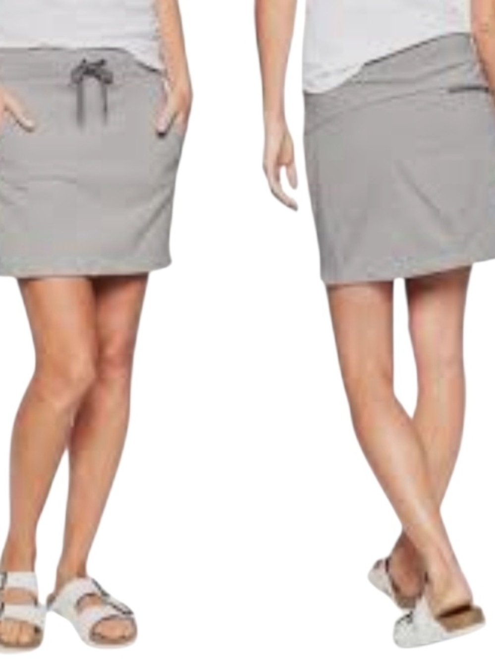 Athleta Modern Metro Striped Skort Gray/White Size L Tall Pockets Athleisure